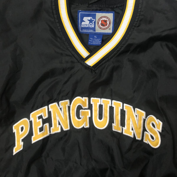 Vintage NHL Pittsburgh Penguins Starter Vneck Pullover Windbreaker Jacket (XL)