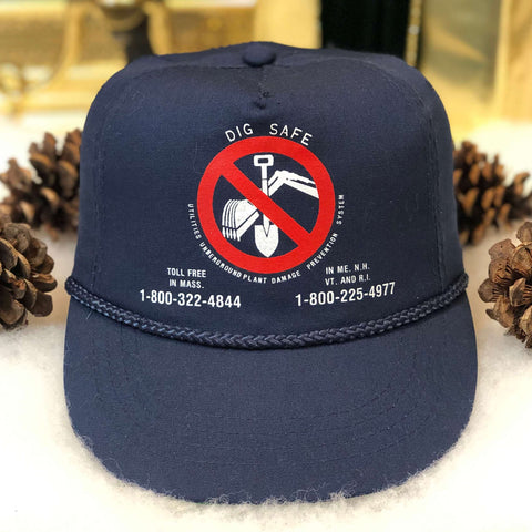 Vintage Dig Safe Construction Massachusetts New England Yupoong Twill Snapback Hat