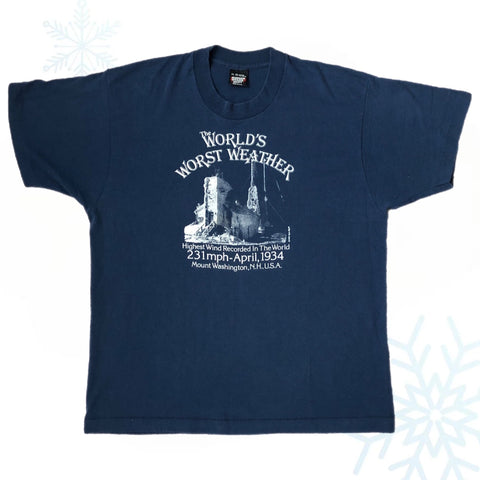 Vintage "The World's Worst Weather" Mount Washington New Hampshire T-Shirt (XL)