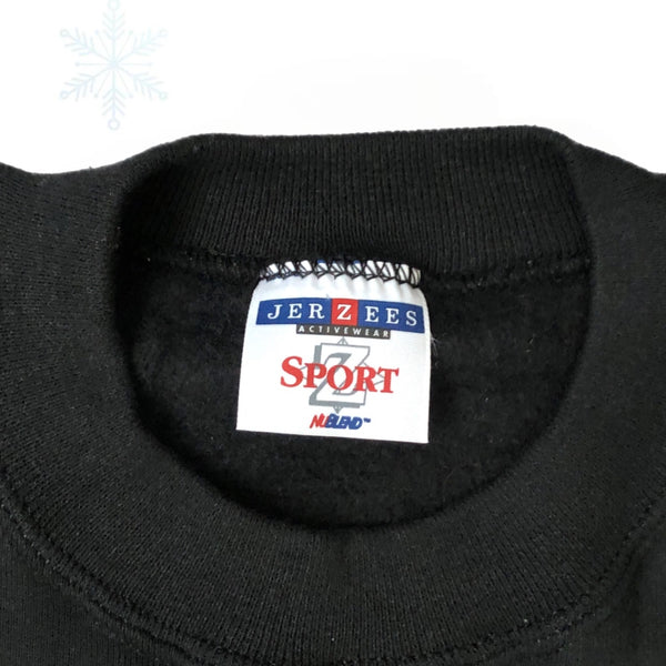 Vintage JERZEES Sport Black Blank Crewneck Sweatshirt (XL)