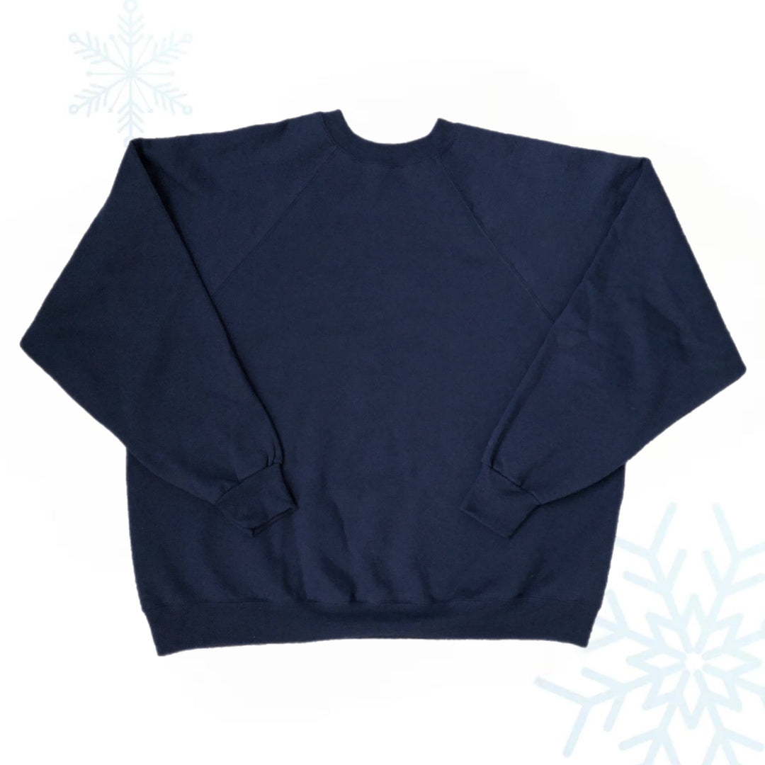 Vintage Hanes Navy Blank Crewneck Sweatshirt (XL)