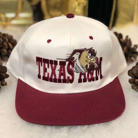 Vintage Deadstock NWOT NCAA Texas A&M Aggies Football Looney Tunes Taz Twill Snapback Hat