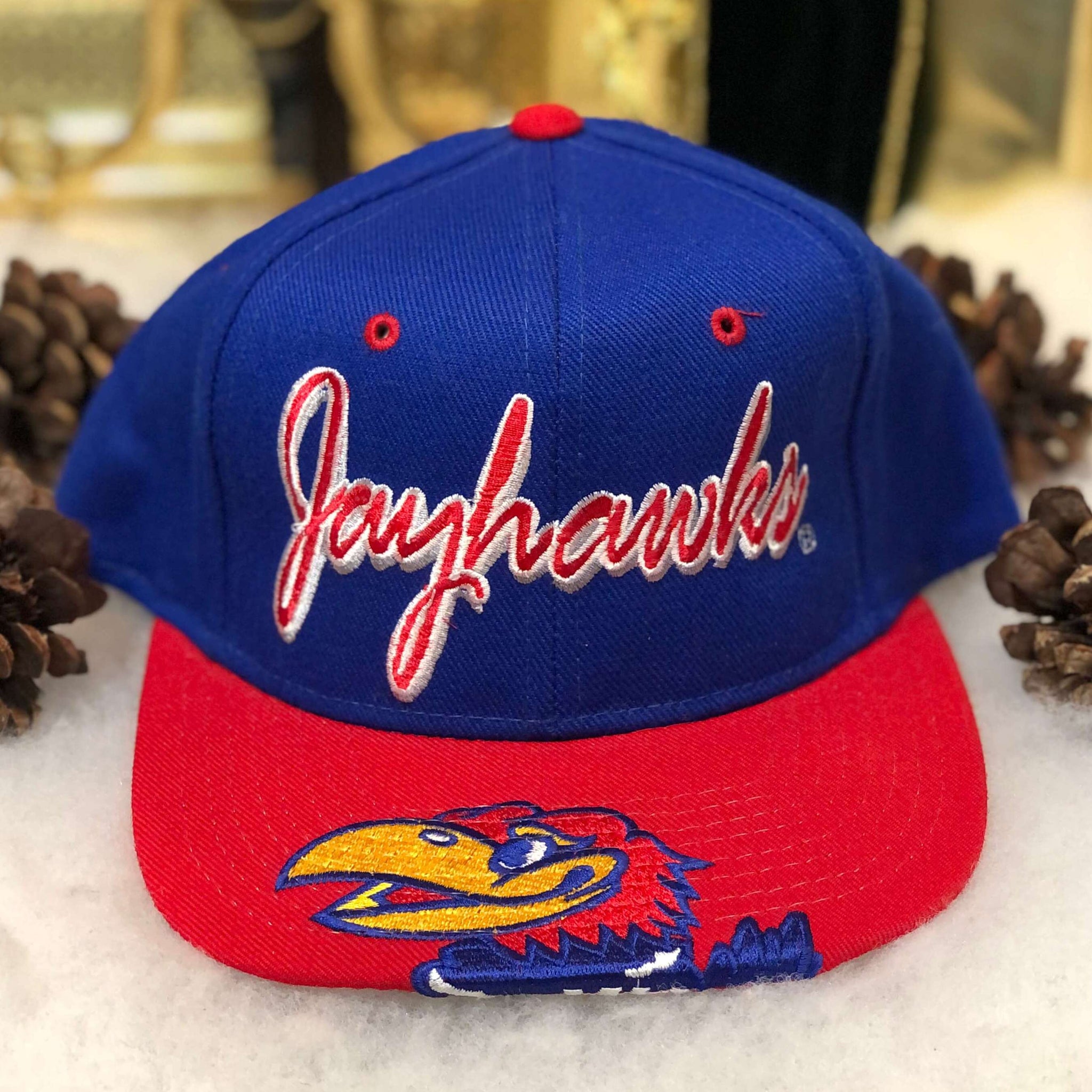 Vintage Deadstock NWOT NCAA Kansas Jayhawks Starter Wool Snapback Hat