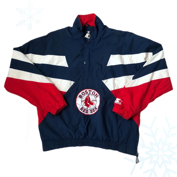 Vintage MLB Boston Red Sox Starter Windbreaker Half-Zip Jacket (M)