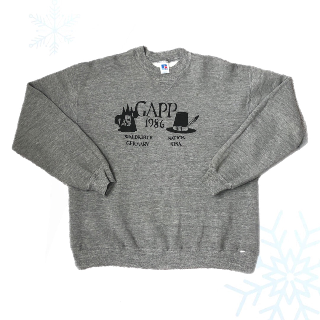 Vintage 1986 GAPP German American Partnership Program Waldkirch Germany Natick USA Russell Athletic Crewneck Sweatshirt (L)