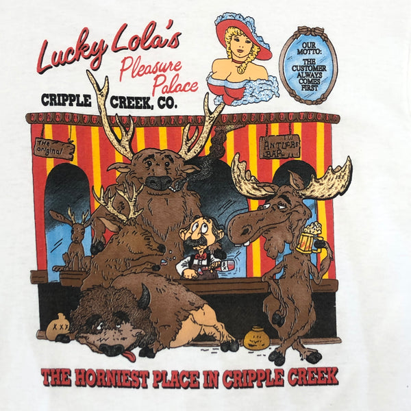 Vintage Lucky Lola's Pleasure Palace Cripple Creek Colorado Graphic T-Shirt (M)