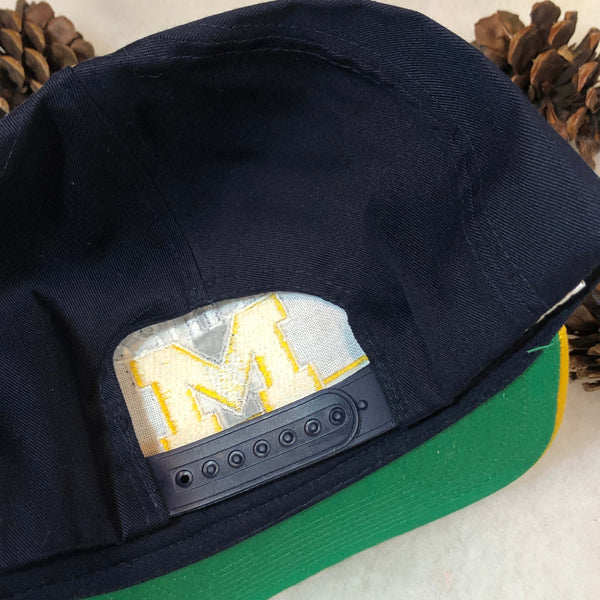 Vintage Deadstock NWOT NCAA Michigan Wolverines Twins Enterprise Bar Line Twill Snapback Hat