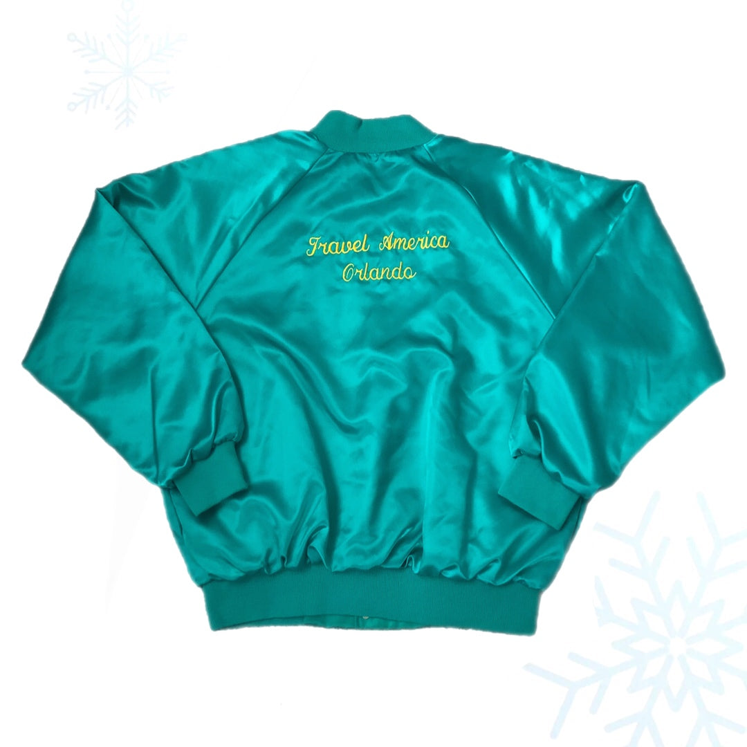 Vintage Travel America Orlando Satin Bomber Jacket (XL)