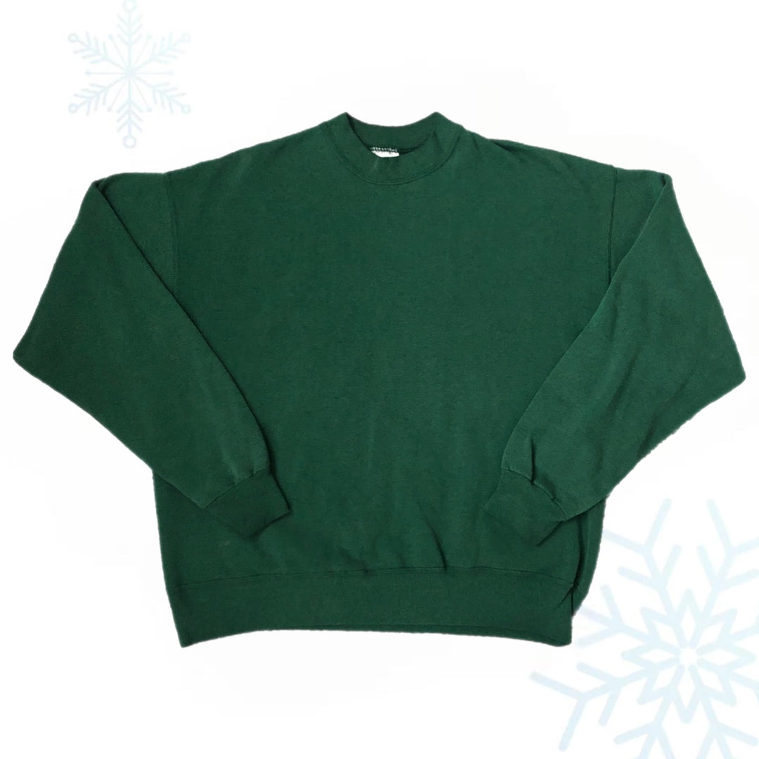 Vintage Hanes Green Blank Crewneck Sweatshirt (XL)