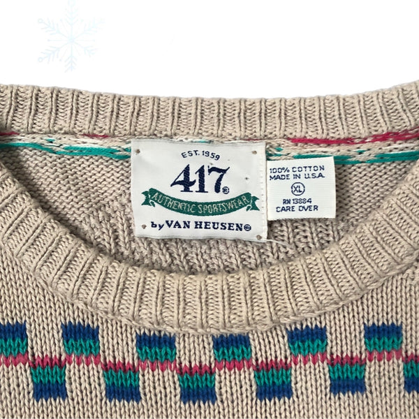 Vintage 417 by Van Heusen Made In USA Knit Sweater (XL)