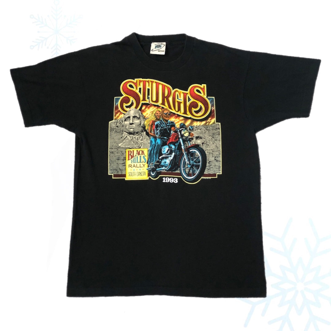 Vintage 1993 Sturgis Black Hills Rally South Dakota Motorcycle Biker T-Shirt (L)
