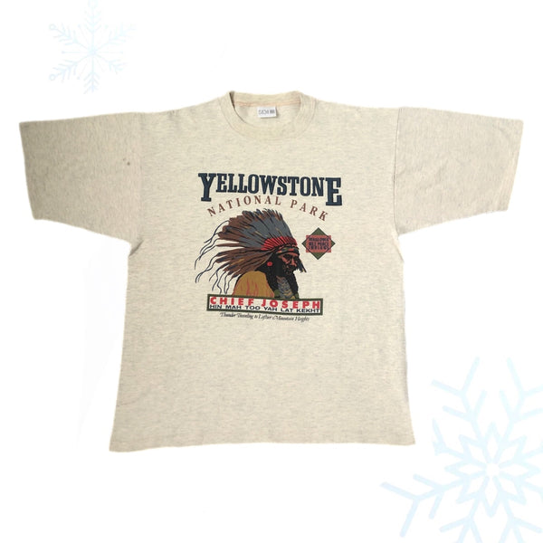 Vintage Yellowstone Park Chief Joseph Wallowa Nez Perce Indians T-Shirt (L)