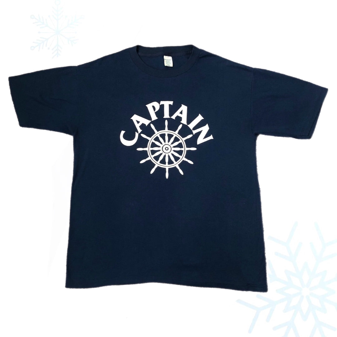 Vintage Captain Boat Sailing T-Shirt (XL)