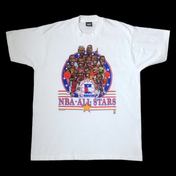 Vintage 1989 NBA All-Star Game Salem Sportswear Caricature T-Shirt (XL)