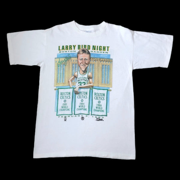 Vintage NBA Boston Celtics Larry Bird Night Salem Sportswear Caricature T-Shirt (L)