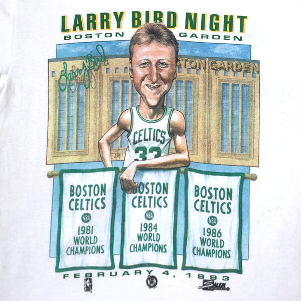 Vintage NBA Boston Celtics Larry Bird Night Salem Sportswear Caricature T-Shirt (L)