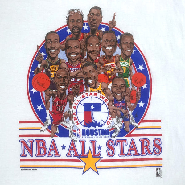 Vintage 1989 NBA All-Star Game Salem Sportswear Caricature T-Shirt (XL)