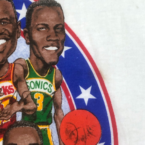 Vintage 1989 NBA All-Star Game Salem Sportswear Caricature T-Shirt (XL)