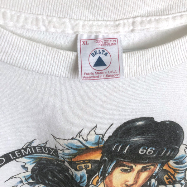 Vintage 1995 NHL Pittsburgh Penguins Shirt Xplosion Caricature Mario Lemieux Ron Francis Sergei Zubov T-Shirt (XL)