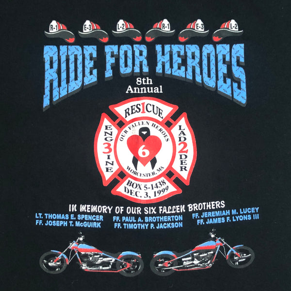 2006 8th Annual Motorcycle Ride for Heroes Worcester 6 Firefighters T-Shirt (M)