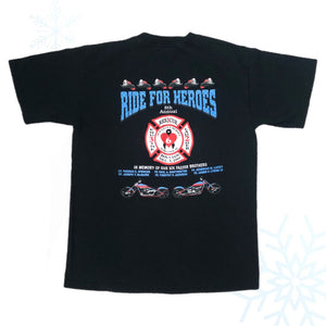 2006 8th Annual Motorcycle Ride for Heroes Worcester 6 Firefighters T-Shirt (M)