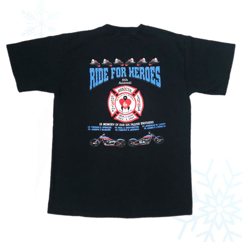 2006 8th Annual Motorcycle Ride for Heroes Worcester 6 Firefighters T-Shirt (M)