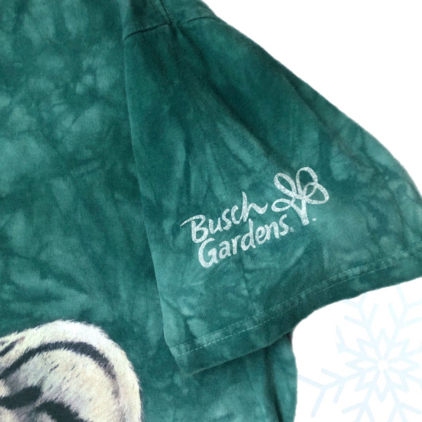 2009 The Mountain White Siberian Tiger Busch Gardens Tie-Dye T-Shirt (L)