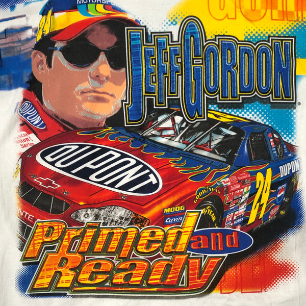 Vintage 2001 NASCAR Jeff Gordon "Primed and Ready" All Over Print T-Shirt (XL)