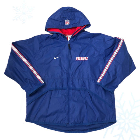 Vintage NFL New England Patriots Nike Windbreaker Double Hooded Rain Jacket (M)
