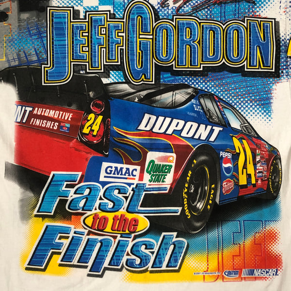 Vintage 2001 NASCAR Jeff Gordon "Primed and Ready" All Over Print T-Shirt (XL)