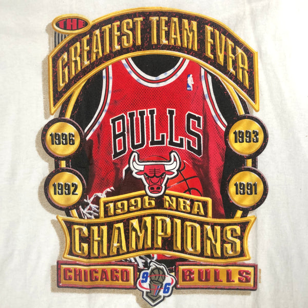 Vintage Deadstock NWOT NBA Chicago Bulls 1996 Champions "The Greatest Team Ever" Starter T-Shirt (M)