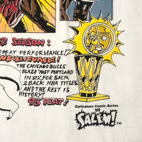 Vintage Deadstock NWOT NBA Chicago Bulls 1993 Champions 3-Peat Salem Sportswear Caricature T-Shirt (L)