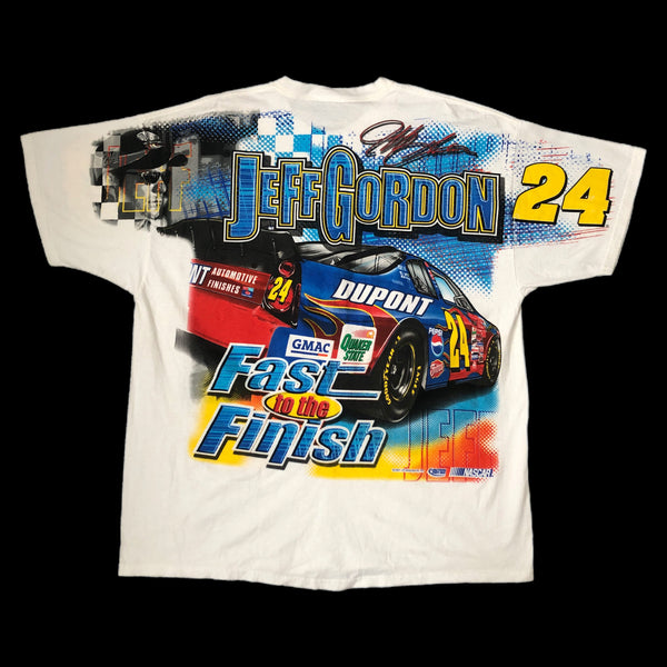 Vintage 2001 NASCAR Jeff Gordon "Primed and Ready" All Over Print T-Shirt (XL)