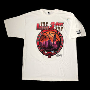 Vintage Deadstock NWOT NBA Chicago Bulls 1998 Repeat 3-Peat Starter T-Shirt (XL)