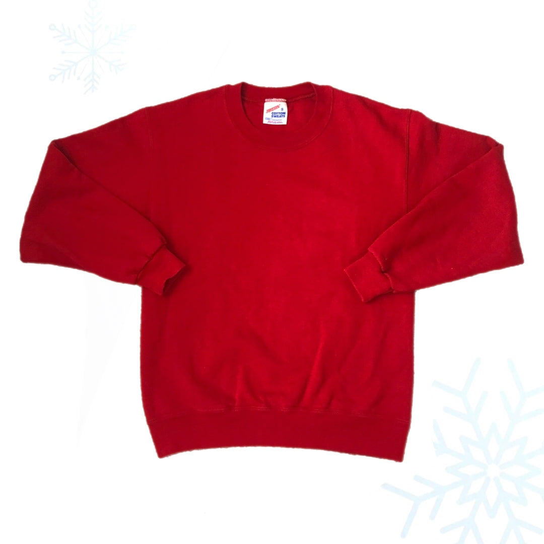 Vintage Jerzees Red Blank Crewneck Sweatshirt (S)