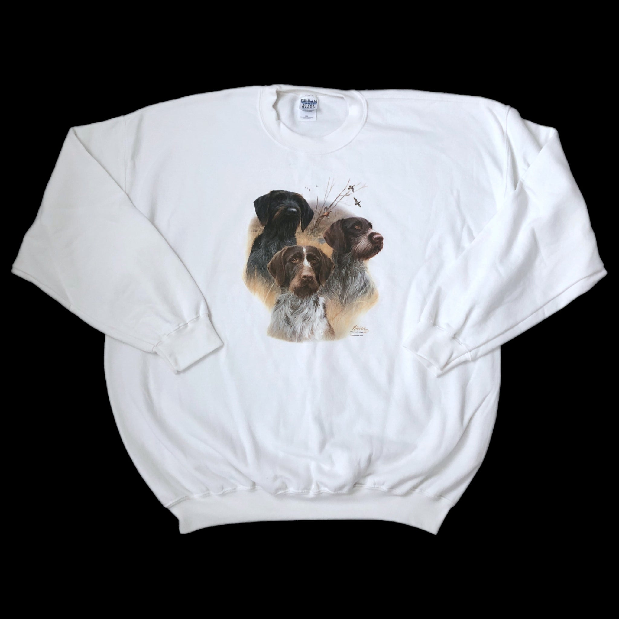 Vintage German Wirehaired Pointers Duck Geese Hunting Crewneck Sweatshirt (XXL)