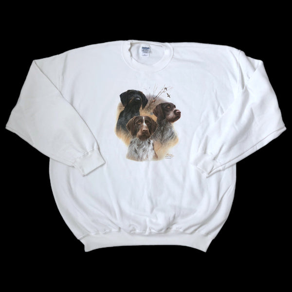 Vintage German Wirehaired Pointers Duck Geese Hunting Crewneck Sweatshirt (XXL)