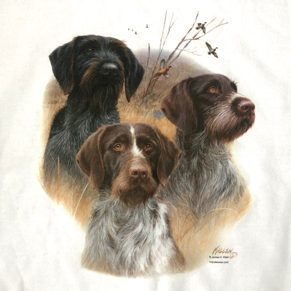 Vintage German Wirehaired Pointers Duck Geese Hunting Crewneck Sweatshirt (XXL)