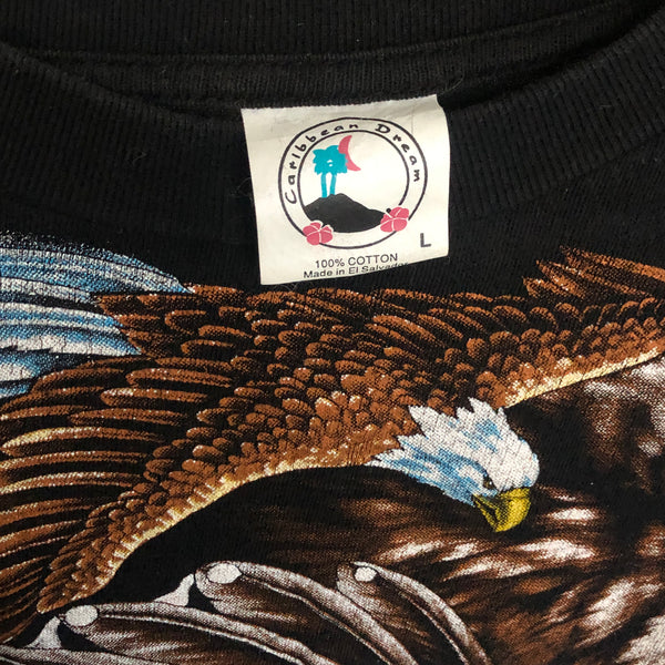 Vintage Indian Wolf Bald Eagle American Thunder Lightning T-Shirt (L)