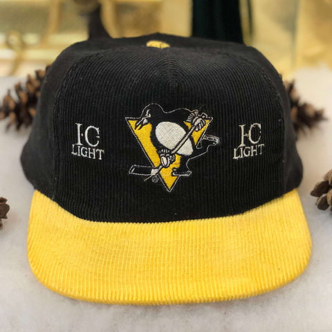 Vintage NHL Pittsburgh Penguins I.C. Light Corduroy Snapback Hat