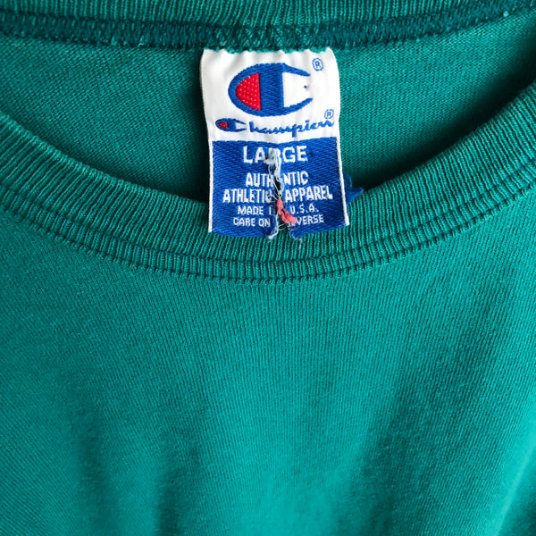 Vintage Champion Teal Blank T-Shirt (L)