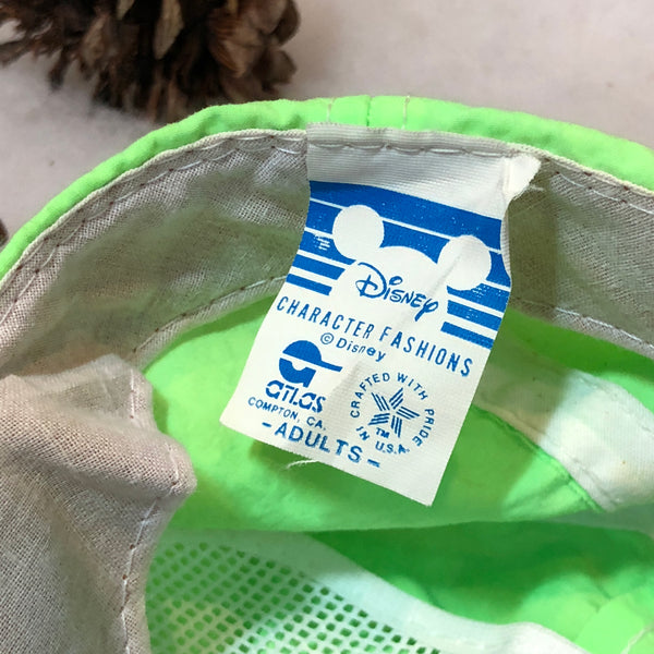 Vintage Disney Mickey Mouse Neon Green Nylon Strapback Hat