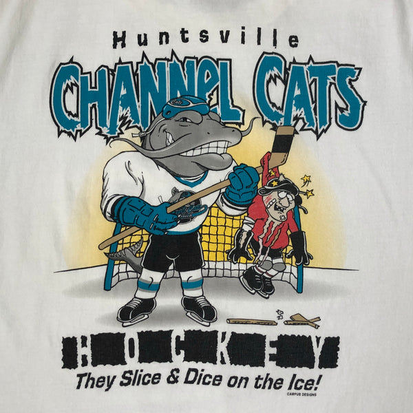 Vintage Hunstville Channel Cats "Cat Scratch Fever" Minor League Hockey T-Shirt (XL)
