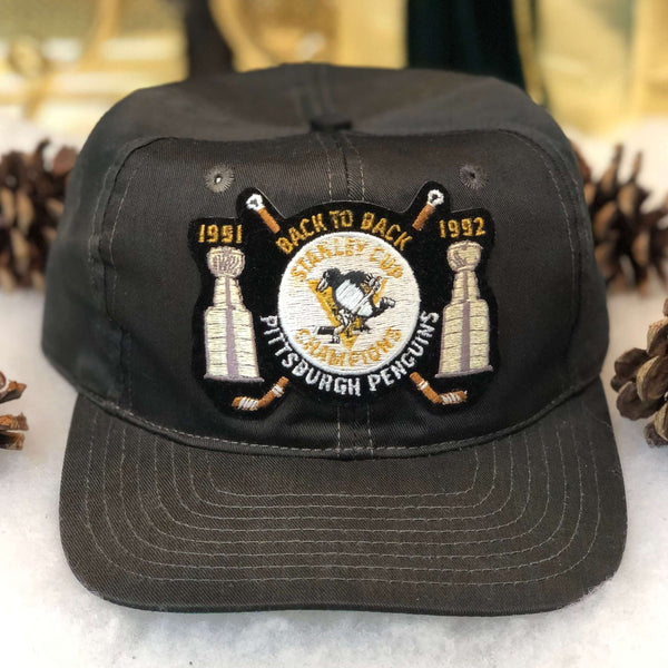 Vintage 1991-92 NHL Pittsburgh Penguins Back-to-Back Stanley Cup Champions Twins Enterprise Twill Snapback Hat