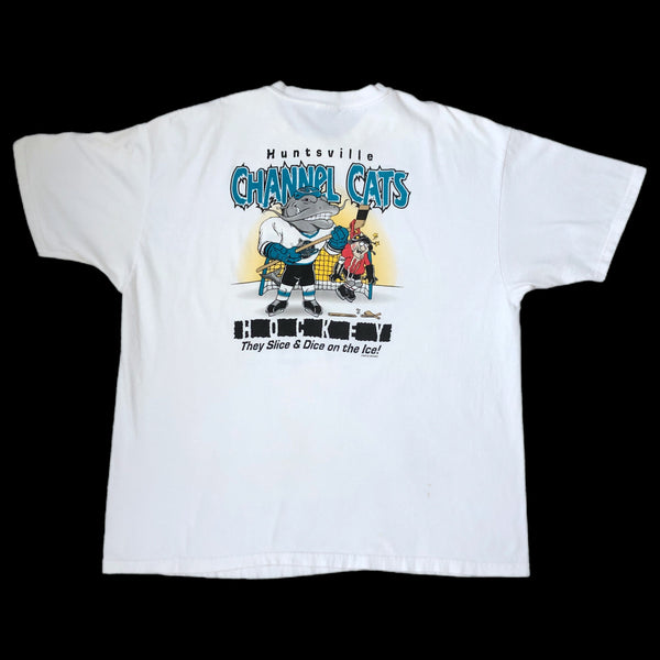 Vintage Hunstville Channel Cats "Cat Scratch Fever" Minor League Hockey T-Shirt (XL)