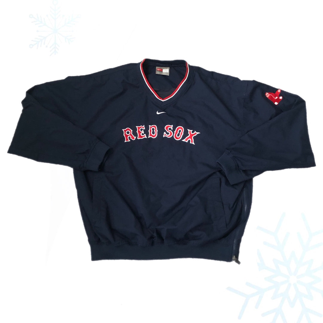 MLB Boston Red Sox Nike Vneck Windbreaker Pullover Jacket (L)