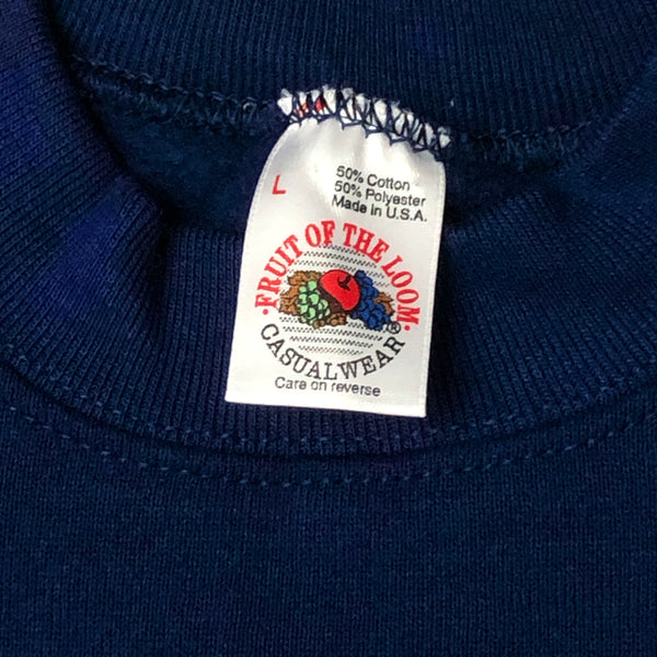 Vintage Deadstock NWOT Navy Blank Fruit of the Loom Crewneck Sweatshirt (L)