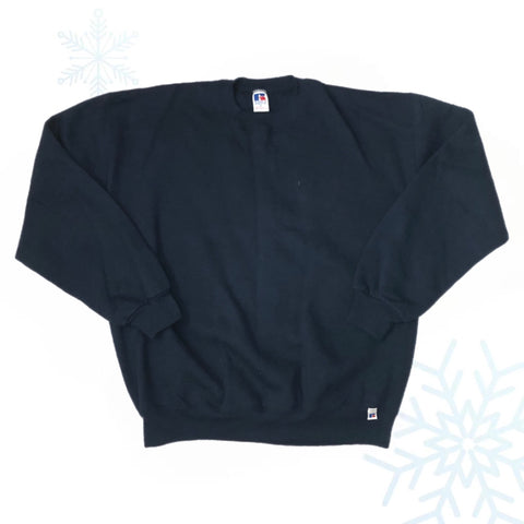 Vintage Navy Blank Russell Athletic Crewneck Sweatshirt (XL)