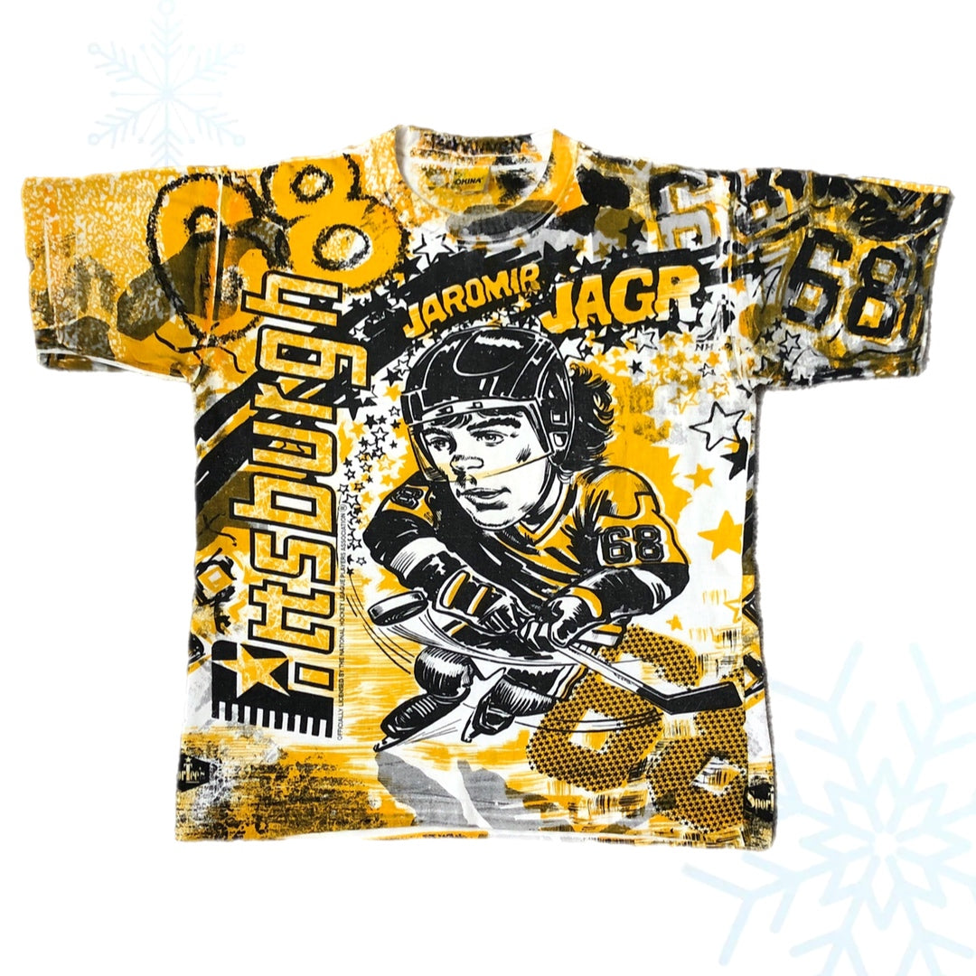 Vintage NHL Jaromir Jagr Pittsburgh Penguins All Over Print T-Shirt (L)