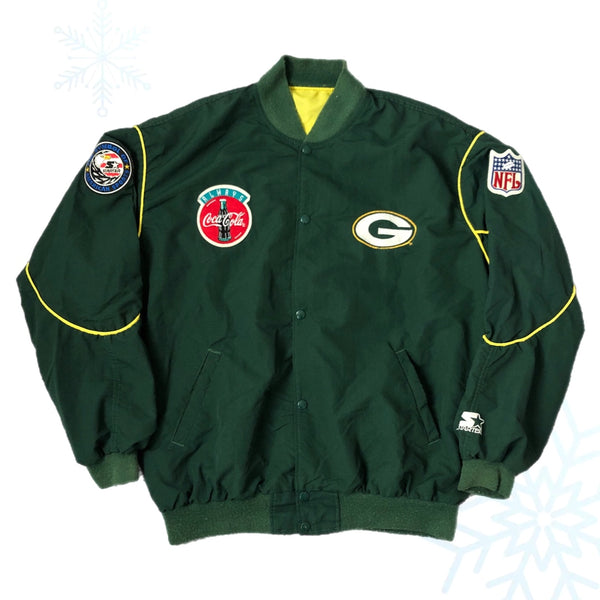 Vintage NFL Green Bay Packers Coca-Cola Starter Windbreaker Button-Up Jacket (XL)